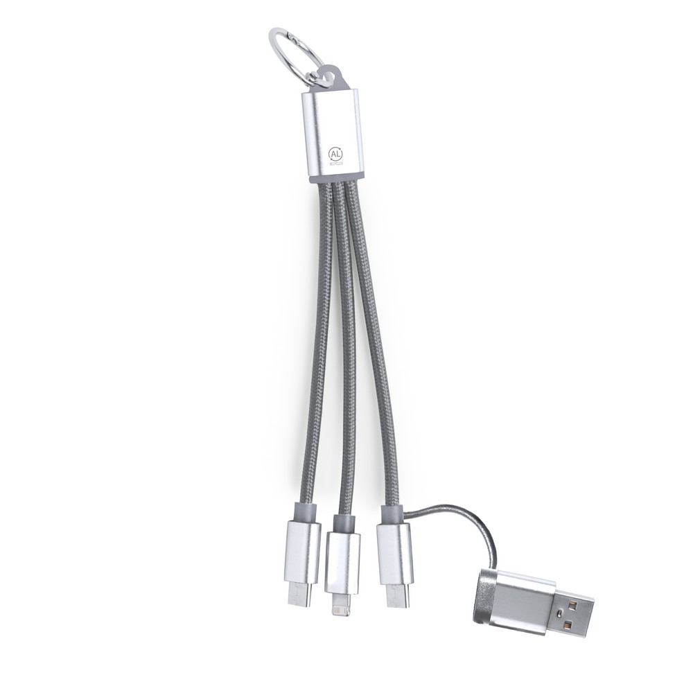 Kabel do ładowania z aluminium z recyklingu P106052X srebrny