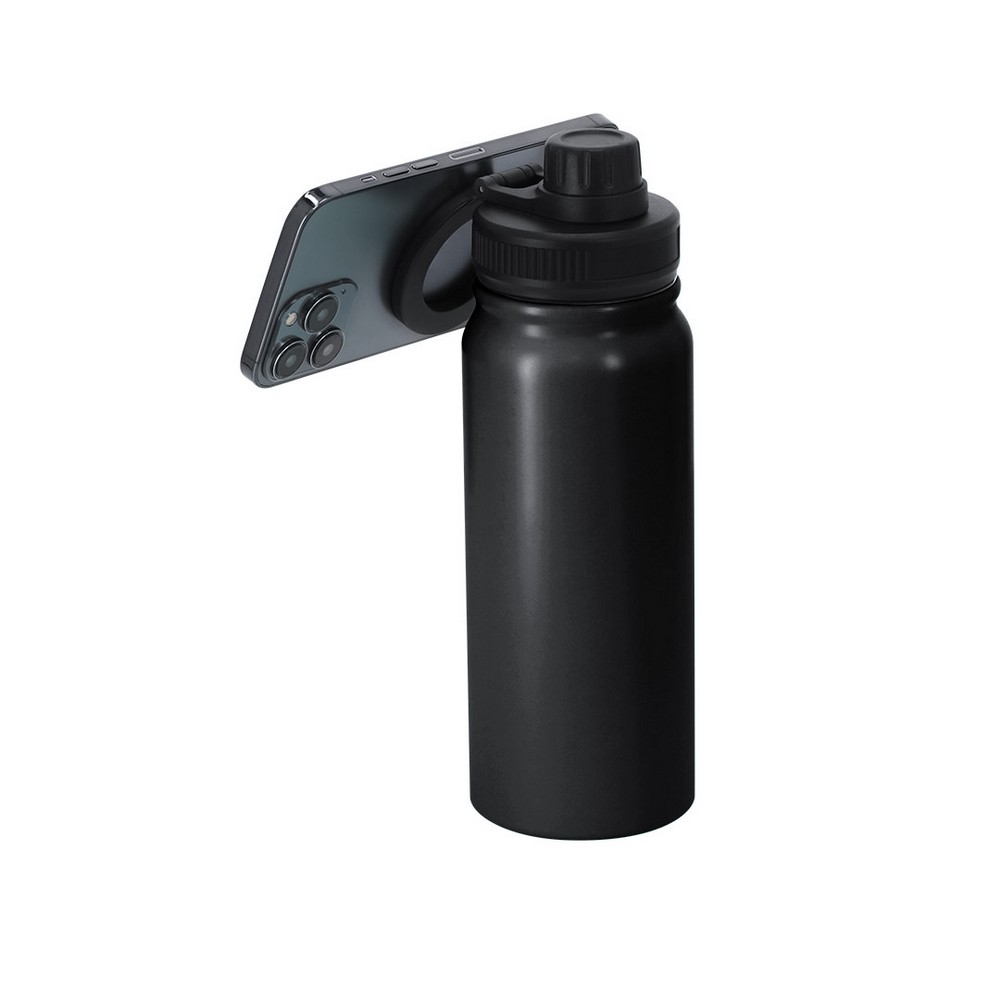 Butelka termiczna 600 ml ze stali nierdzewnej z recyklingu, magnetyczny obrotowy stojak na telefon P105874X