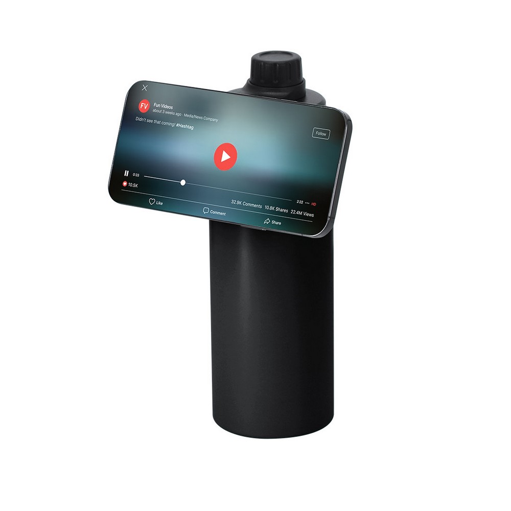 Butelka termiczna 600 ml ze stali nierdzewnej z recyklingu, magnetyczny obrotowy stojak na telefon P105874X