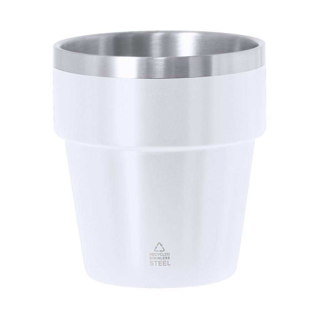 Kubek termiczny 250 ml ze stali nierdzewnej z recyklingu P106194X biały
