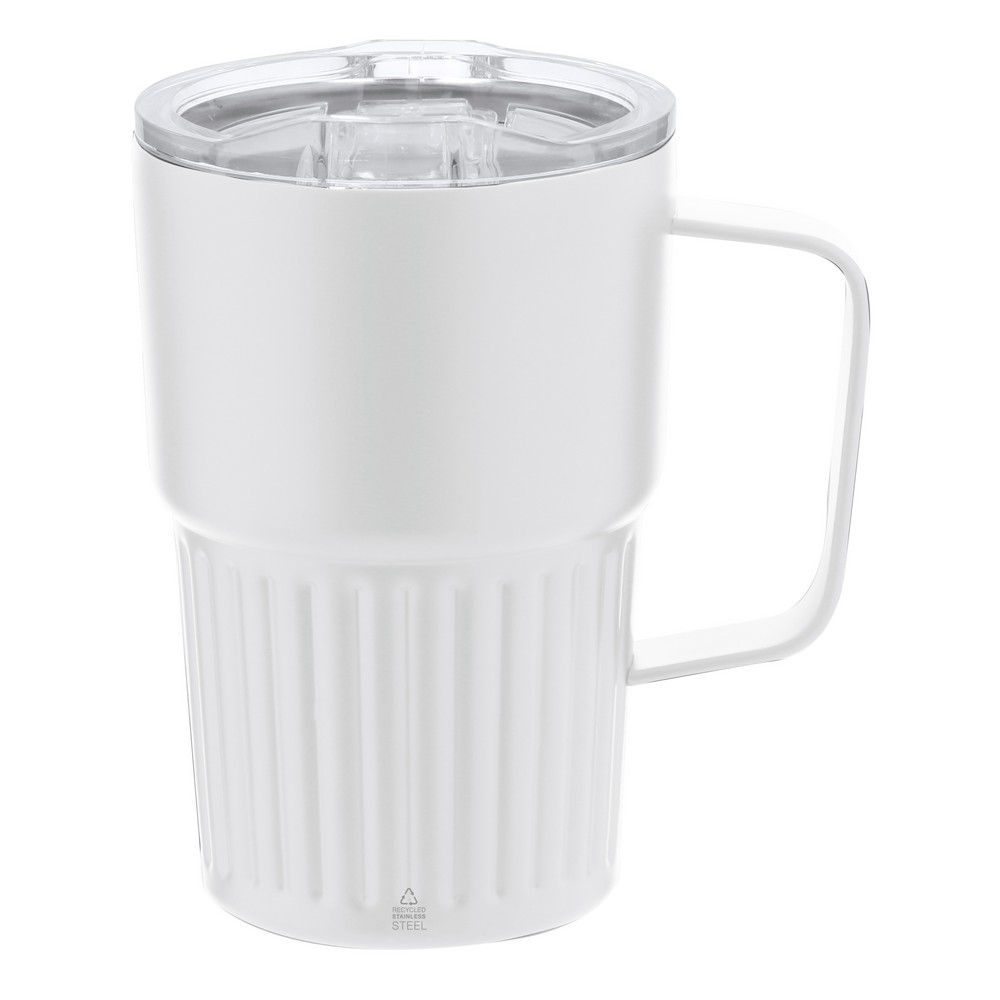 Kubek termiczny 450 ml ze stali nierdzewnej z recyklingu P106162X biały