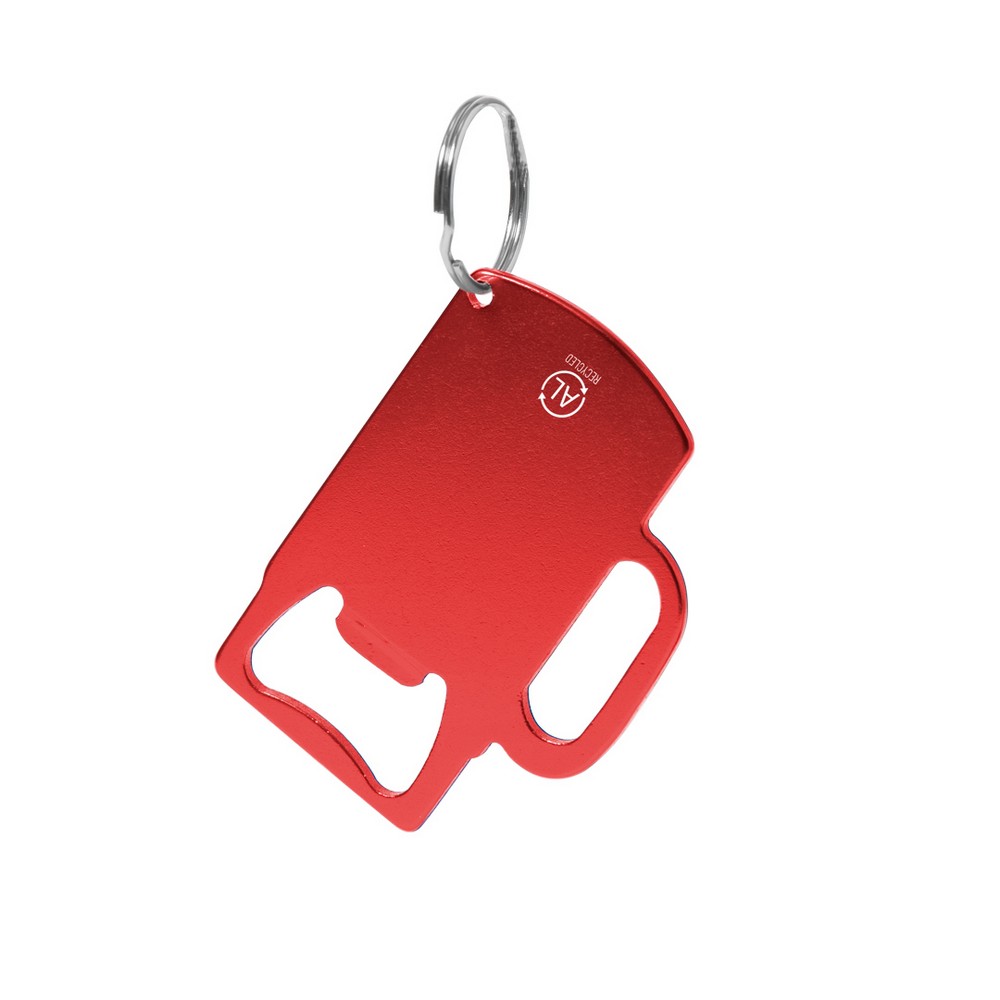 Brelok do kluczy, otwieracz do butelek z aluminium z recyklingu P106186X czerwony