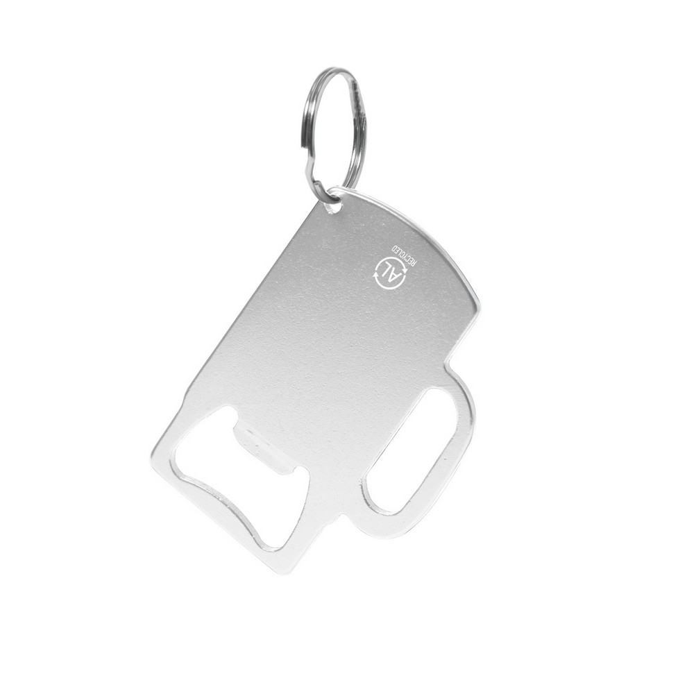 Brelok do kluczy, otwieracz do butelek z aluminium z recyklingu P106186X srebrny