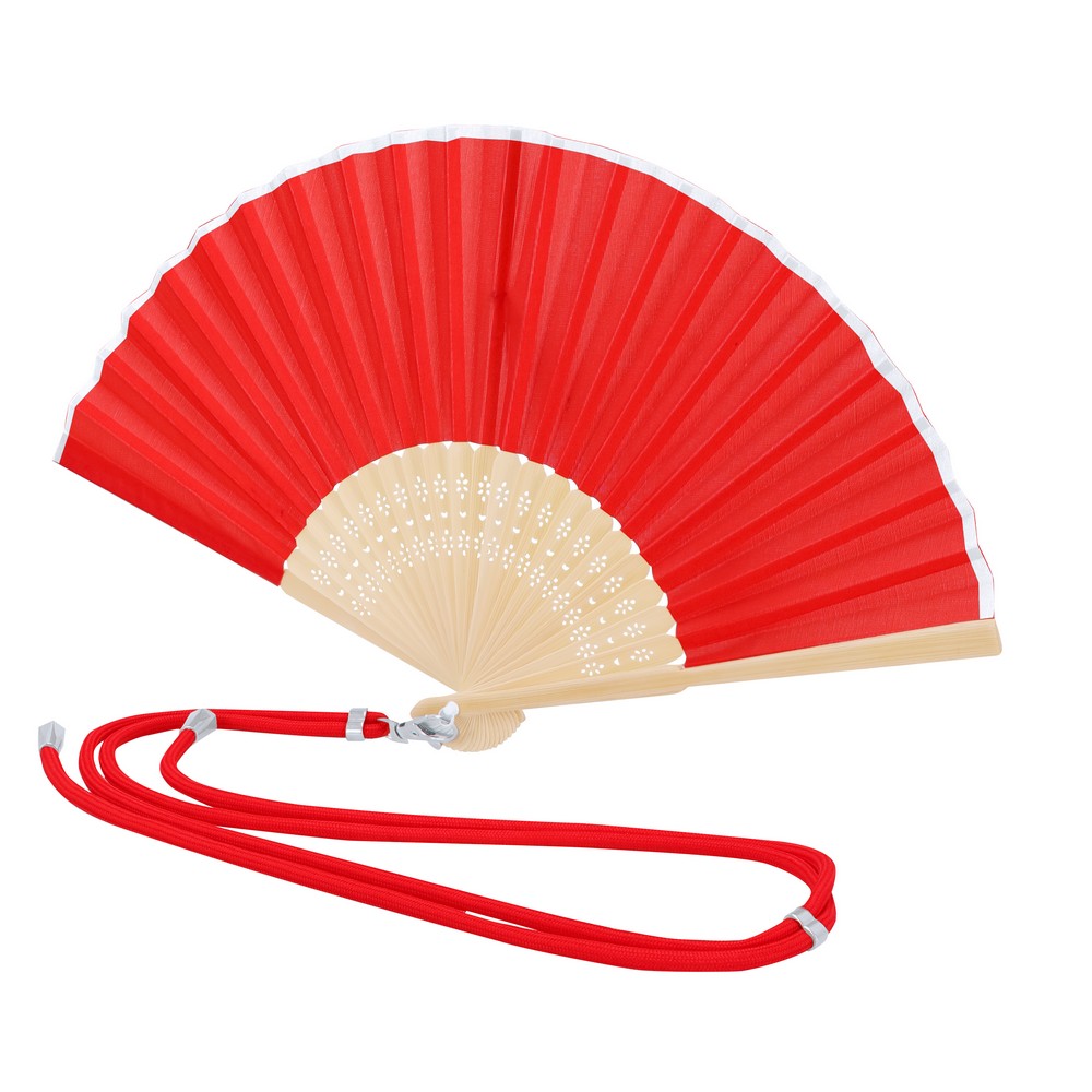 Wachlarz z bambusa P106177X czerwony