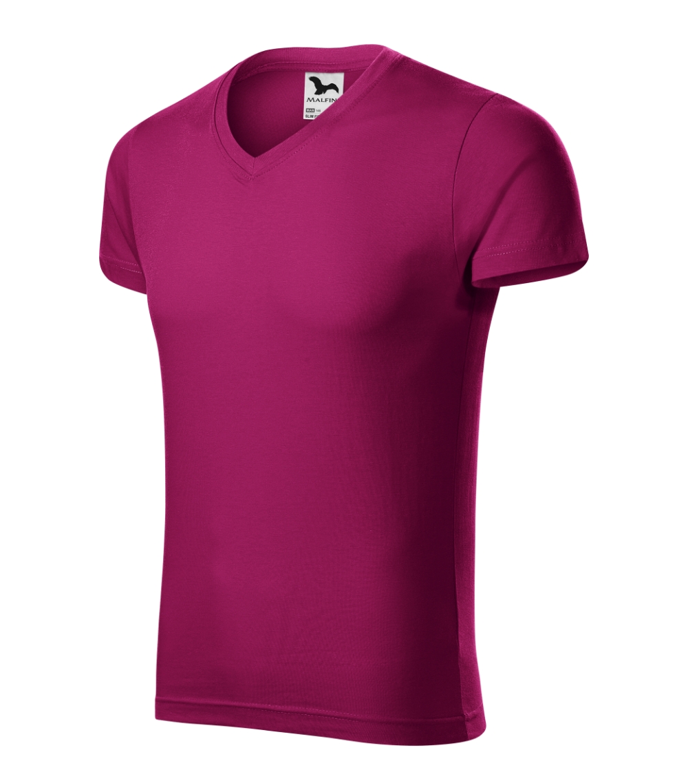 Slim Fit V-neck Koszulka męska P026510F fuchsia red