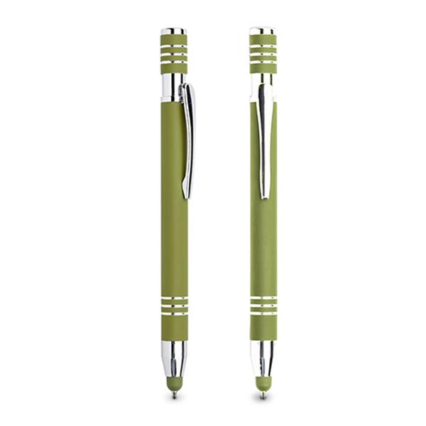 Długopis aluminiowy, gumowany, touch / Chromy P090530P pistachio green
