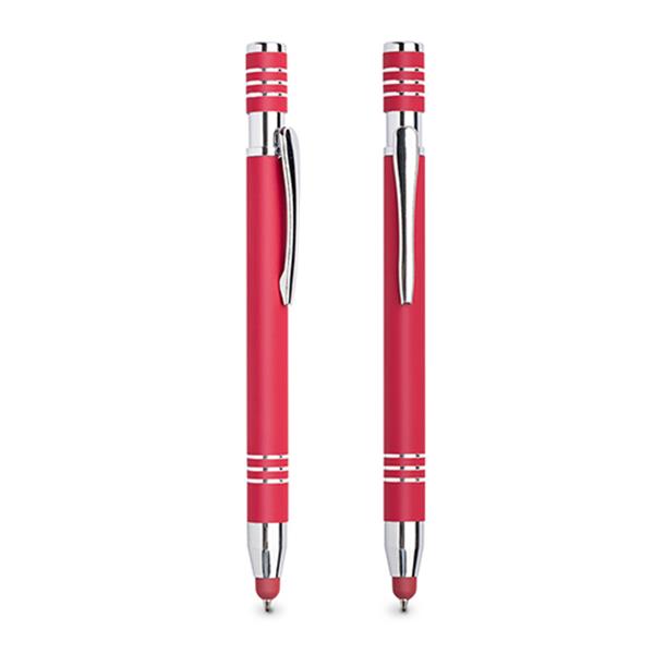Długopis aluminiowy, gumowany, touch / Chromy P090530P czerwony
