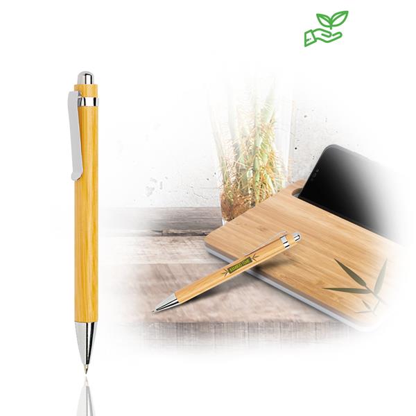 Długopis bambusowy z metalowym klipsem / Bampen P090626P