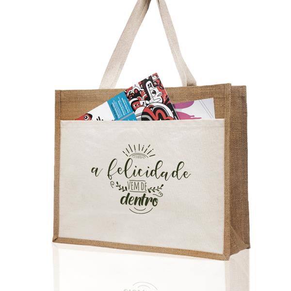 Torba z juty z kieszenią z bawełny 100% / SunSet P090942P