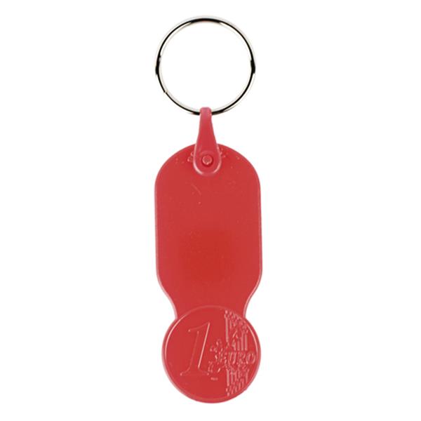 Plastikowy brelok z żetonem 1 € / Key01 P090265P czerwony