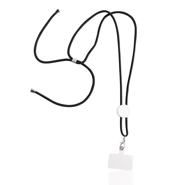 Smycz z uchwytem na telefon z RPET / Daily P092680P czarny