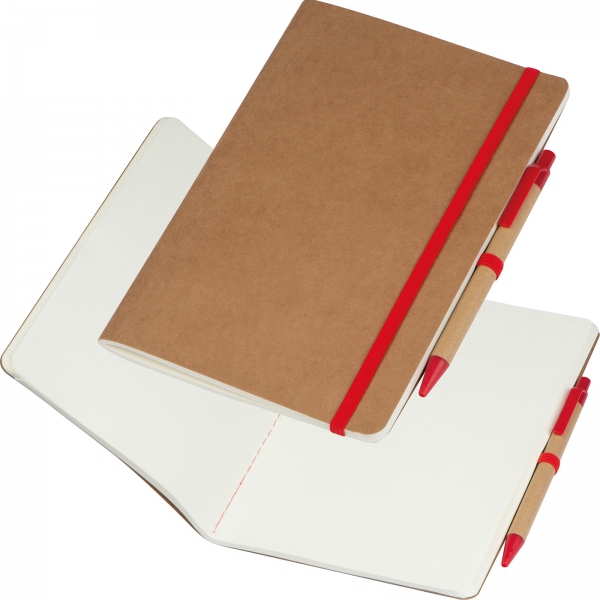 Notatnik A5 z czystymi stronami i długopisem P087152K czerwony