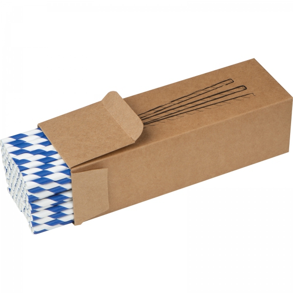 Słomki do napojów tekturowe 100 szt. P086553K niebiesko Słomki do napojów tekturowe 100 szt. P086553K niebiesko