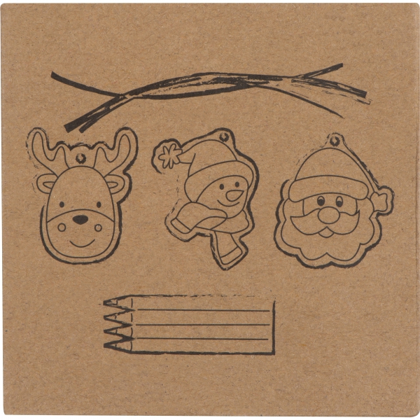 Zawieszki na choinkę do kolorowania z kredkami P087068K