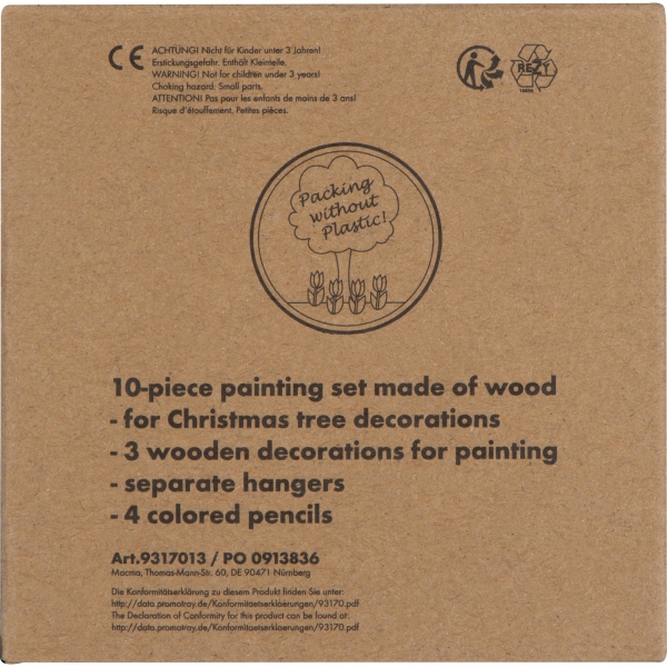 Zawieszki na choinkę do kolorowania z kredkami P087068K