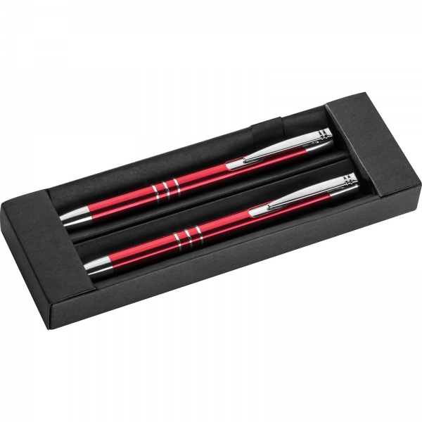 Zestaw piśmienny długopis i ołówek automatyczny P085249K czerwony