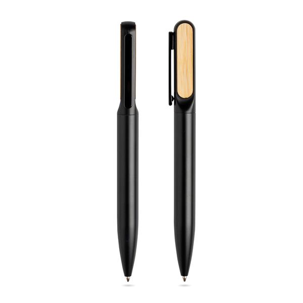 Metalowy długopis z babusowym detalem / Bamtwist P089912P czarny