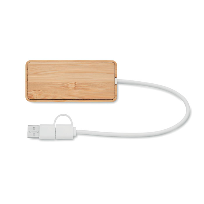 3-portowy bambusowy hub USB P053201O