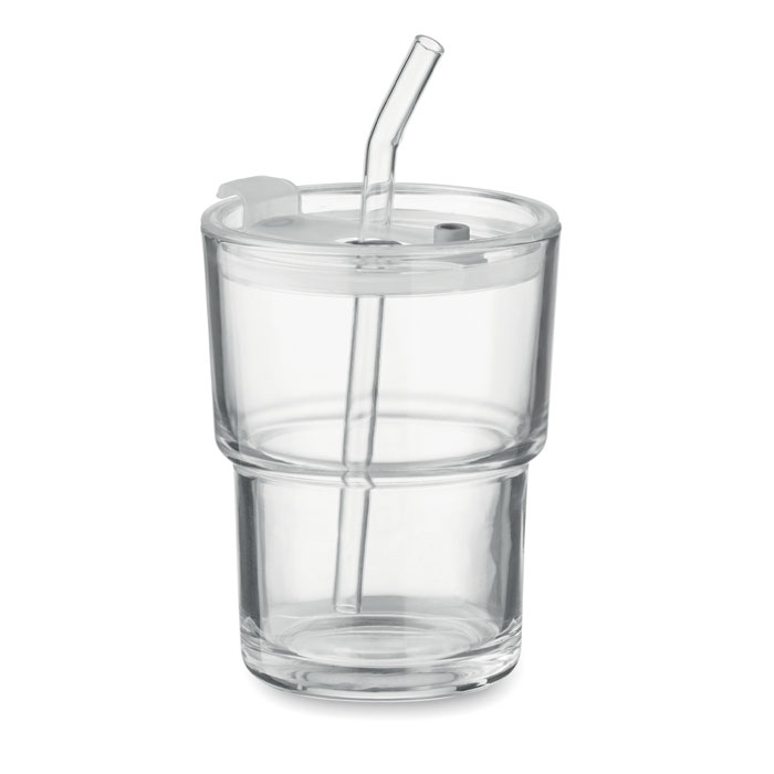 Szklany kubek ze słomką 400ml P100996O MI-MO2502-22