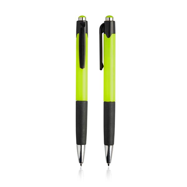 Plastikowy długopis z gumowanym uchwytem. / Hollic P091082P jasnozielony