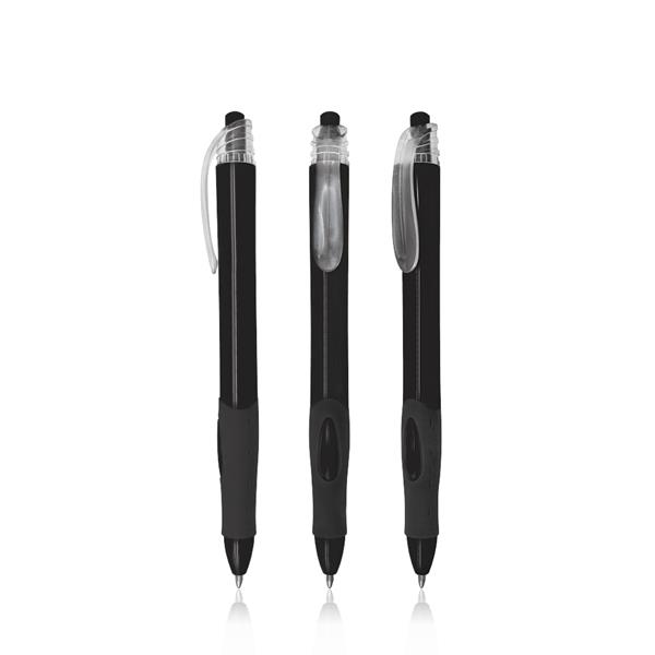 Długopis plastikowy z przezroczystymi elementami / Tetron P090127P czarny