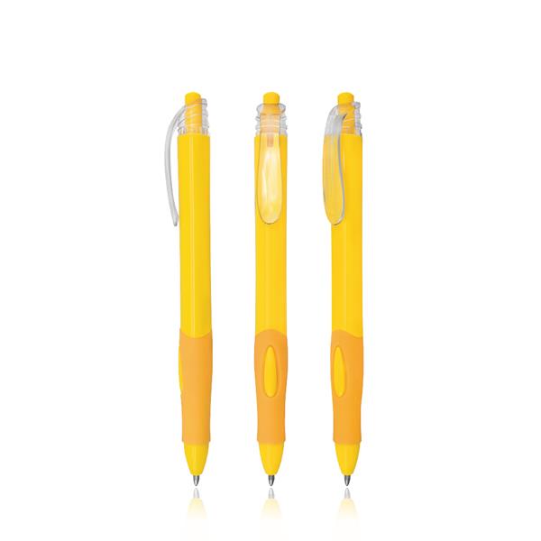 Długopis plastikowy z przezroczystymi elementami / Tetron P090127P żółty