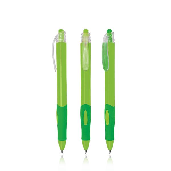 Długopis plastikowy z przezroczystymi elementami / Tetron P090127P jasnozielony