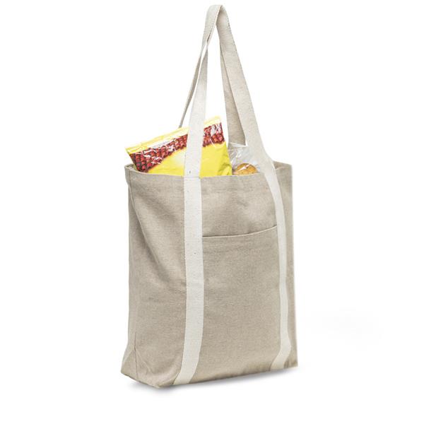 Torba z recyklingowej bawełny 300g z zewnętrzną kieszenią / DAILYBAG P093115P 3 Torba z recyklingowej bawełny 300g z zewnętrzną kieszenią / DAILYBAG P093115P