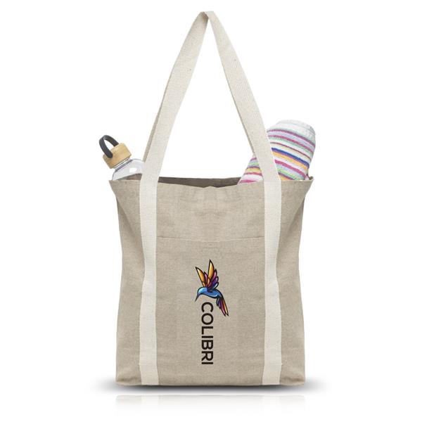 Torba z recyklingowej bawełny 300g z zewnętrzną kieszenią / DAILYBAG P093115P 7 Torba z recyklingowej bawełny 300g z zewnętrzną kieszenią / DAILYBAG P093115P