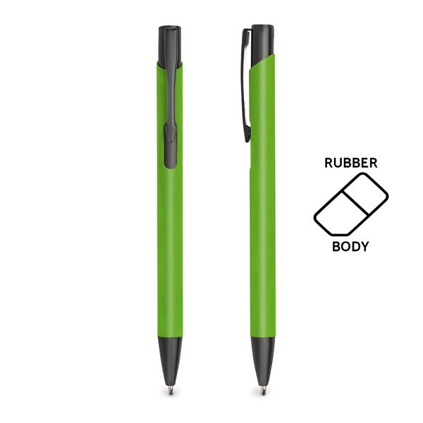 Długopis aluminiowy, gumowany / Aluru P090634P jasnozielony