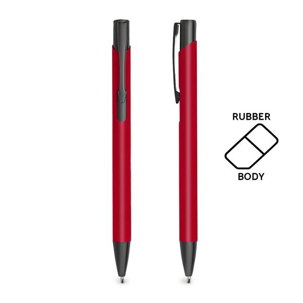 Długopis aluminiowy, gumowany / Aluru P090634P dark red