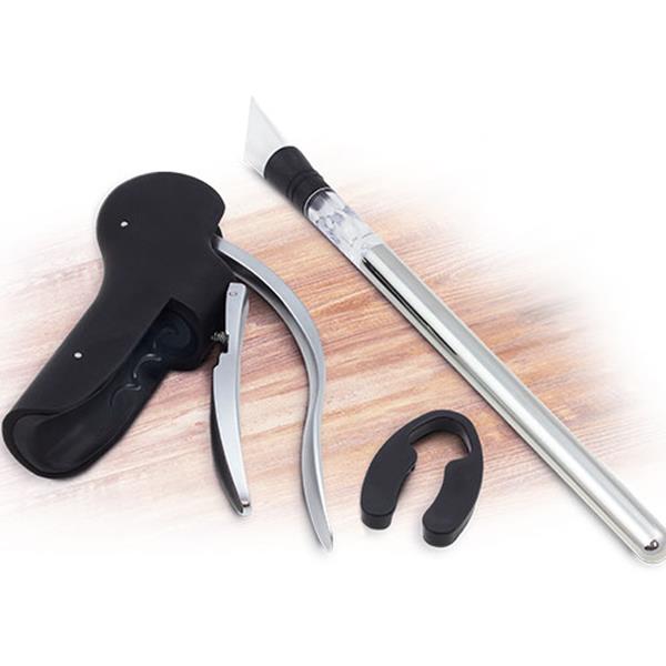 Zestaw do wina ze stali z korkociągiem, wkładem chłodzącym do wina i otwieraczem / Starwine P090250P