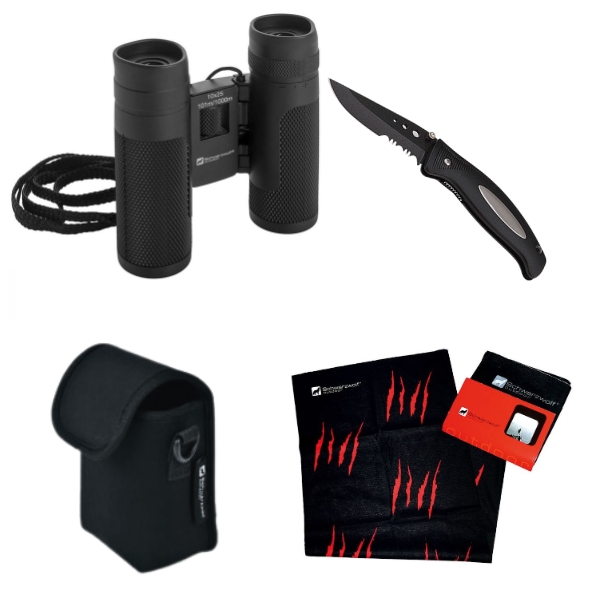 Zestaw lornetka, bandana, nóż CROSSET Schwarzwolf P088857G EG-F4800300SA303