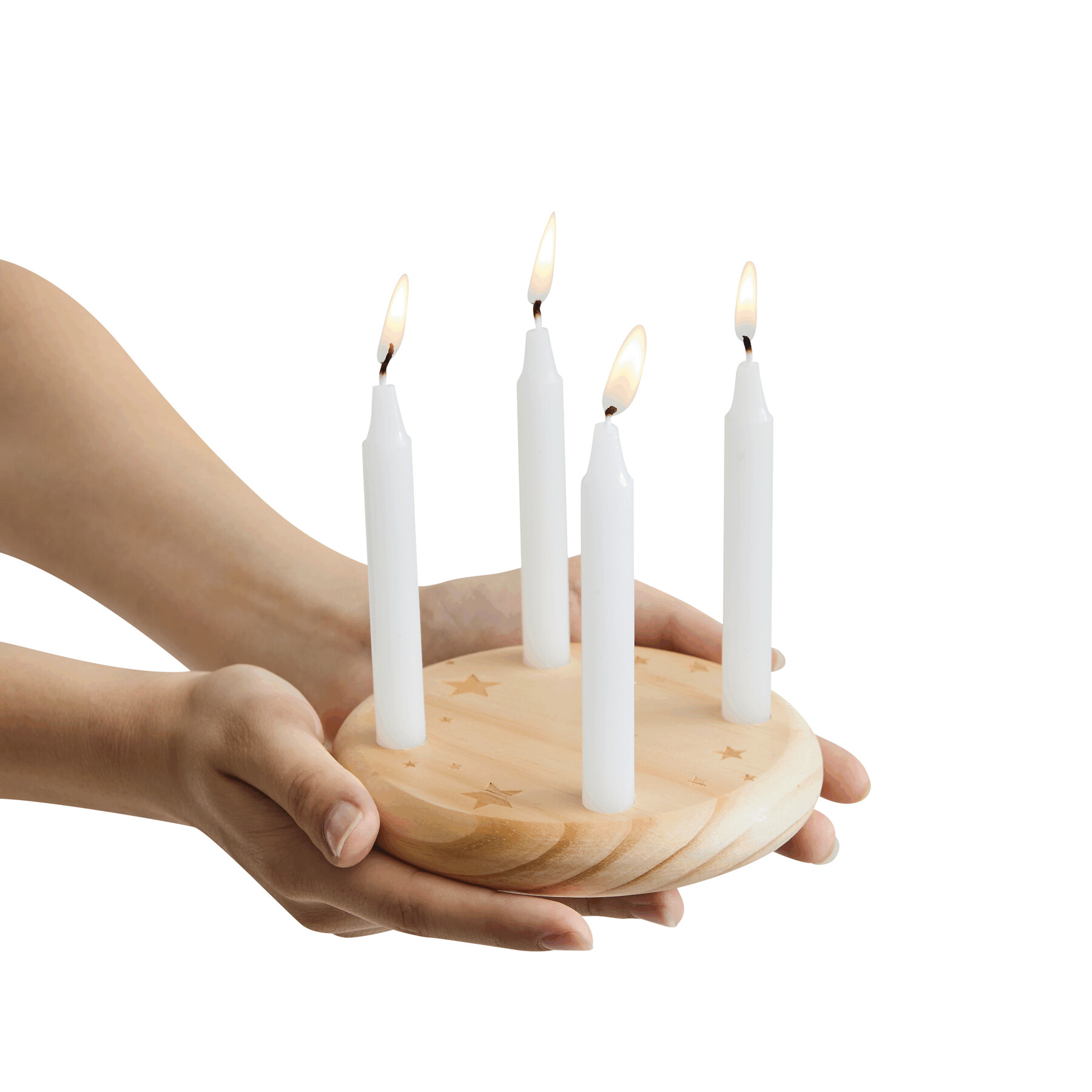 Mały drewniany wieniec adwentowy 4-CHRISTMAS. P108756I