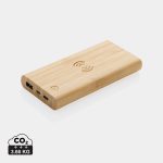 Bambusowy, bezprzewodowy power bank 8000 mAh, ładowarka bezprzewodowa 5W P042876X