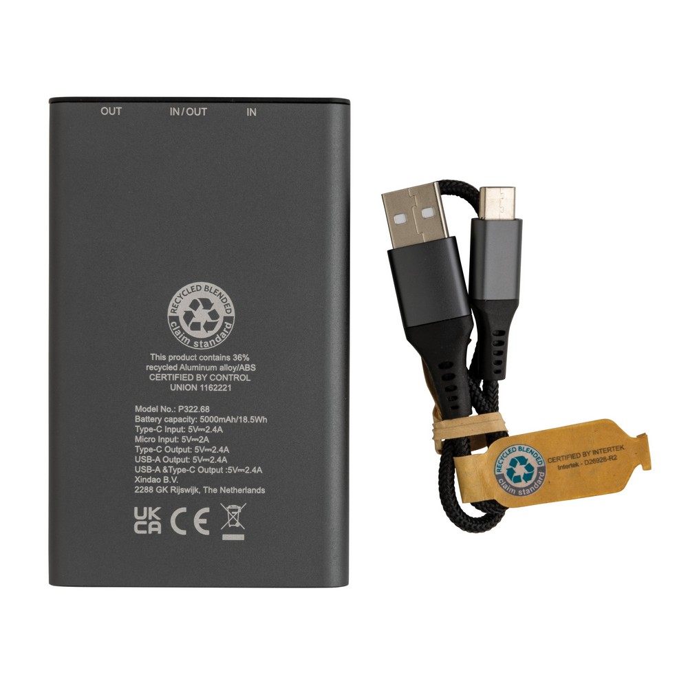 Power bank 5000 mAh Terra, aluminium z recyklingu P047361X