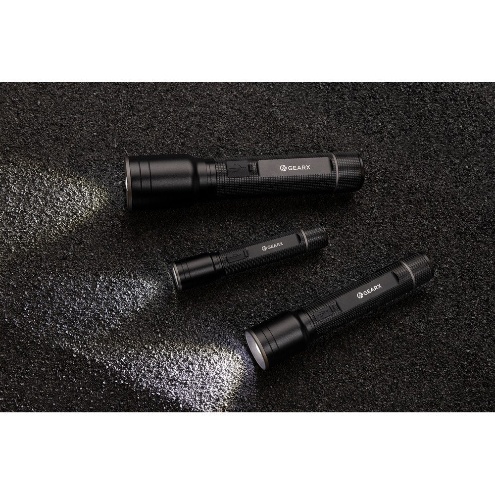 Kieszonkowa latarka Gear X, ładowana przez USB, aluminium z recyklingu P051911X