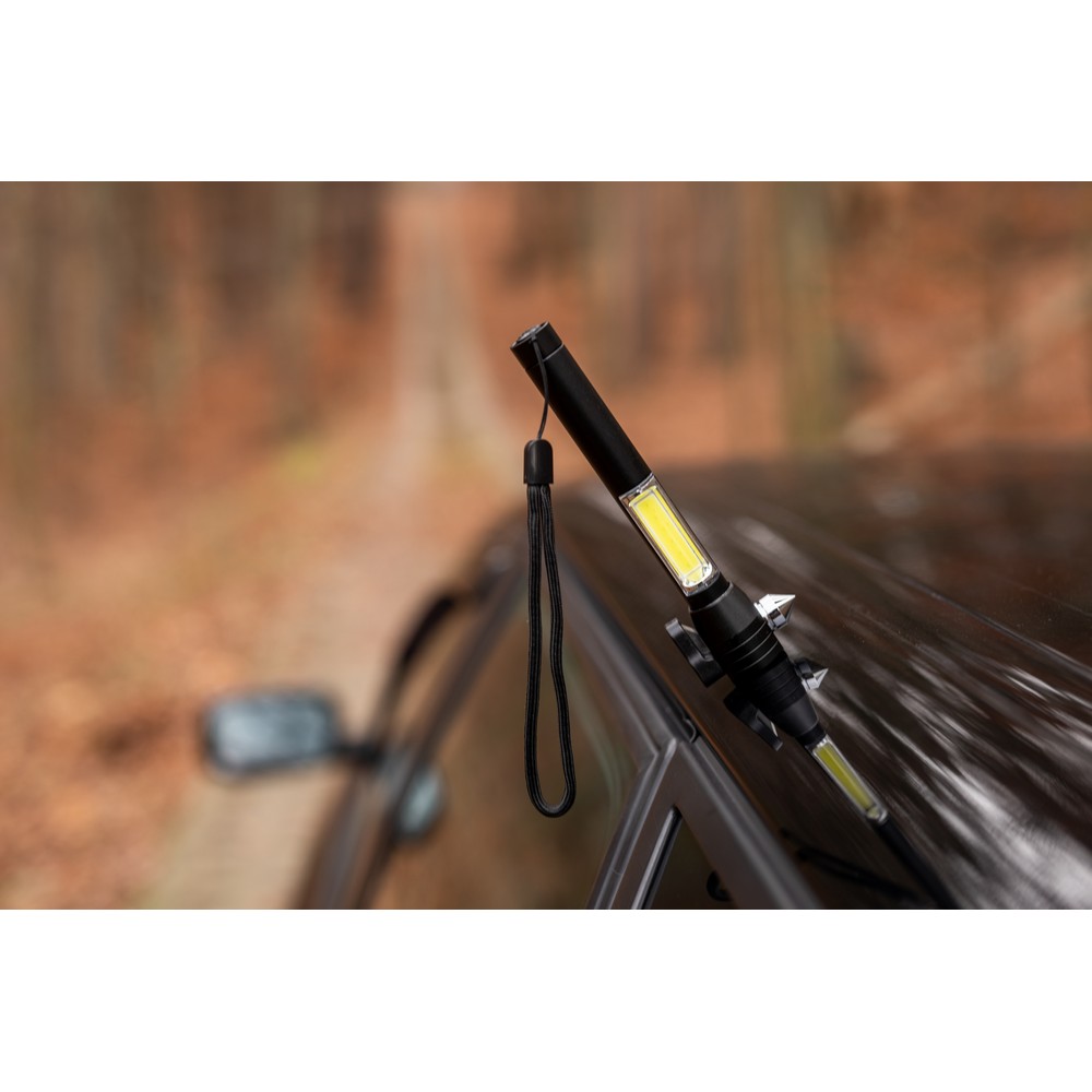 Latarka bezpieczeństwa 1 LED COB, przecinak do pasów, młotek bezpieczeństwa | Flint P045914X