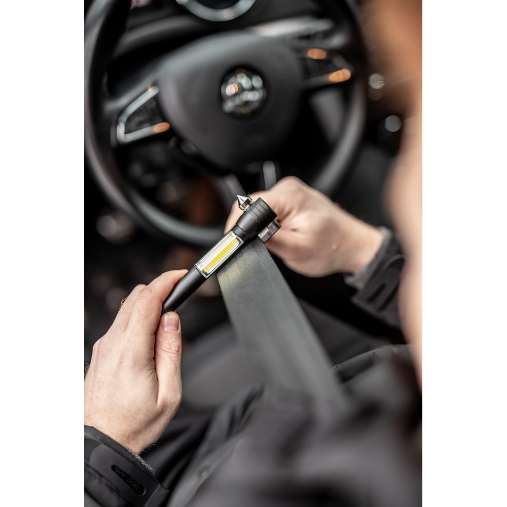 Latarka bezpieczeństwa 1 LED COB, przecinak do pasów, młotek bezpieczeństwa | Flint P045914X