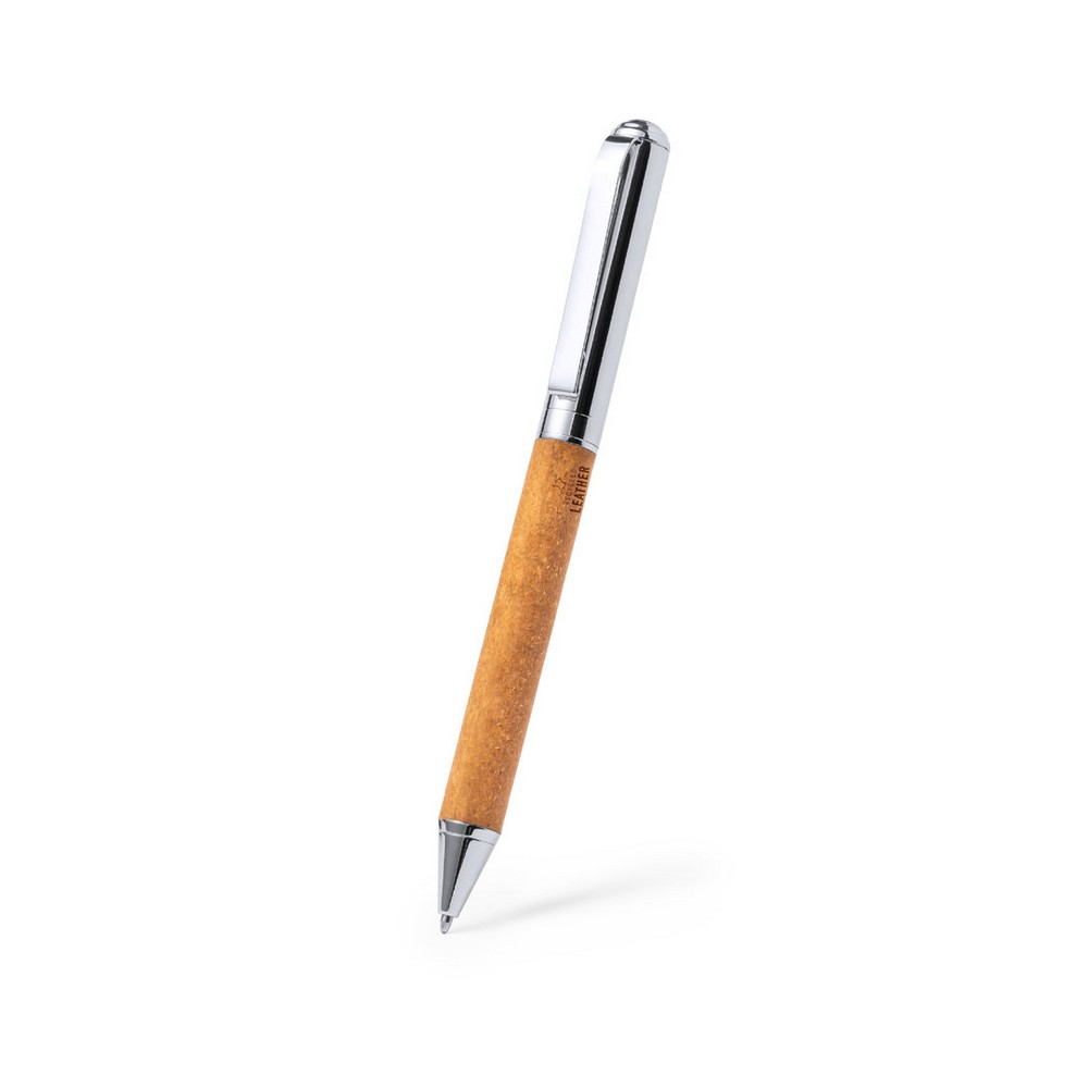 Zestaw piśmienniczy ze skóry z recyklingu, długopis i pióro kulkowe P047796X