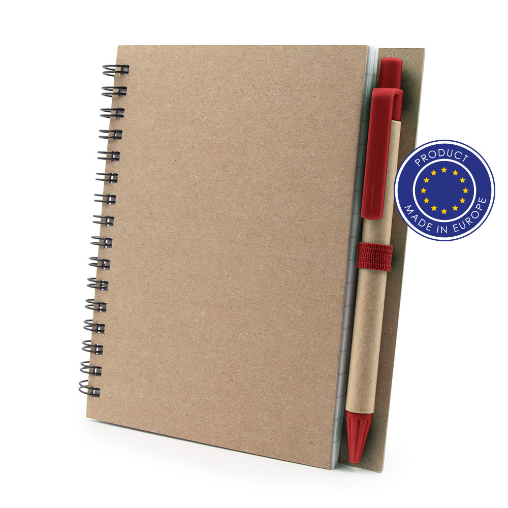 Notatnik A6 z długopisem | Sidney P043349X czerwony