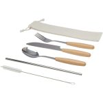 5-częściowy zestaw sztućców ze stali nierdzewnej i z drewna bukowego Root P109838C