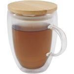 Szklany kubek Leona 350 ml z bambusową pokrywką P109886C