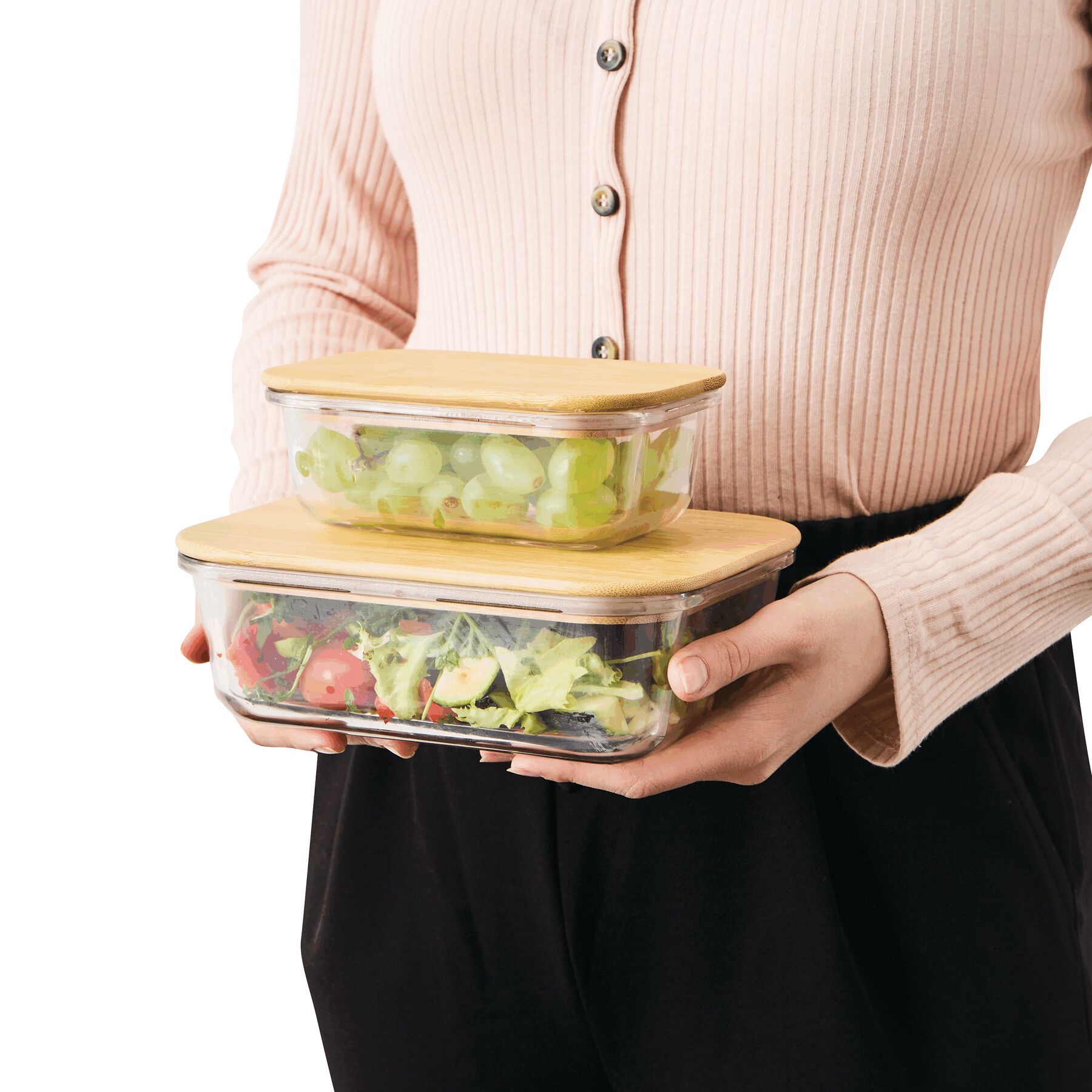 Pudełko na lunch ROSILI M z bambusową pokrywką : pojemność ok. 350 ml P006294I