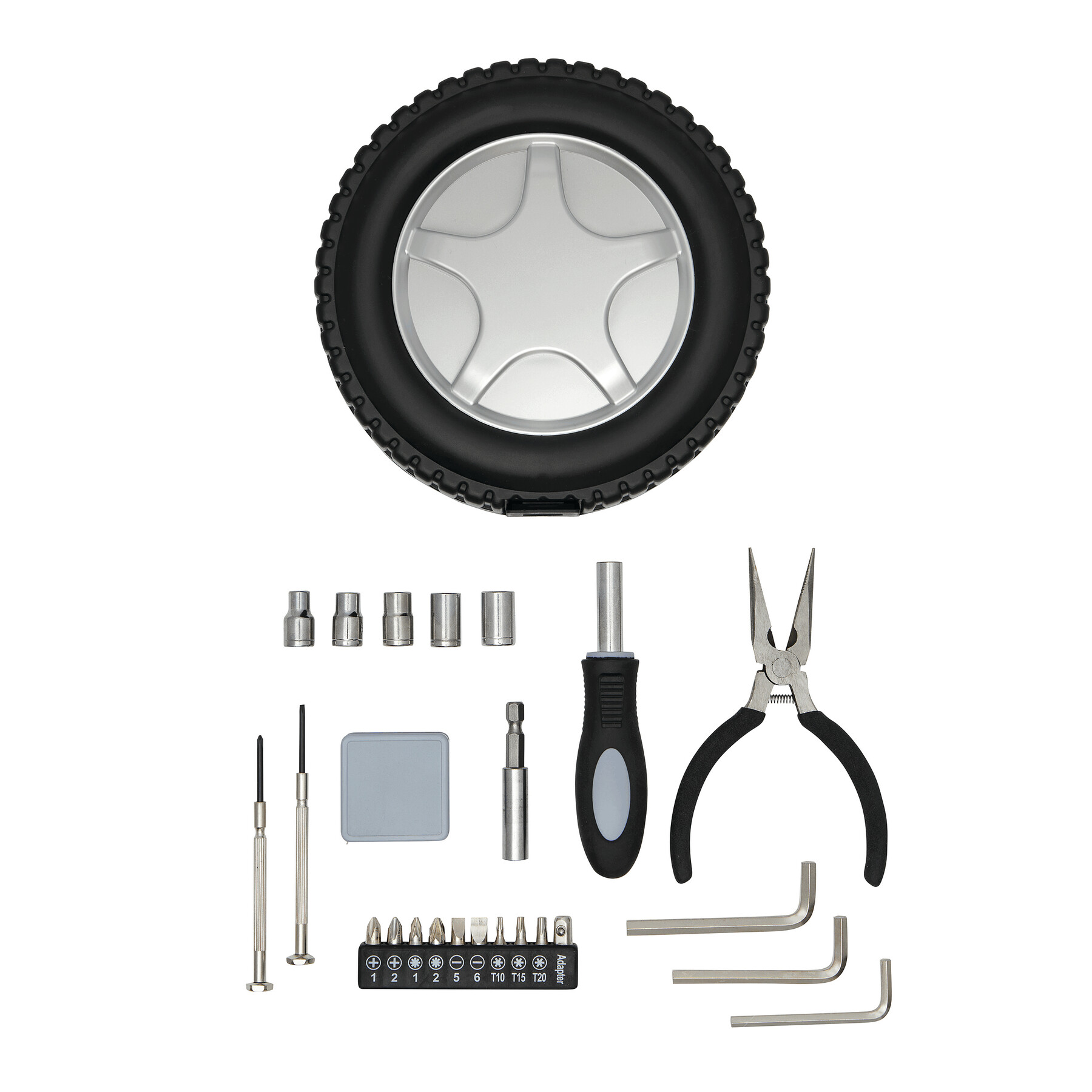 Zestaw narzędzi w kształcie opony samochodowej. P106595I