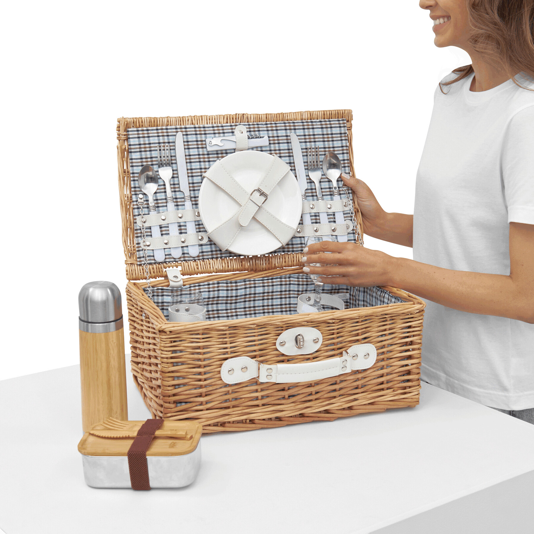 Wiklinowy koszyk piknikowy KINGS PARK P006419I