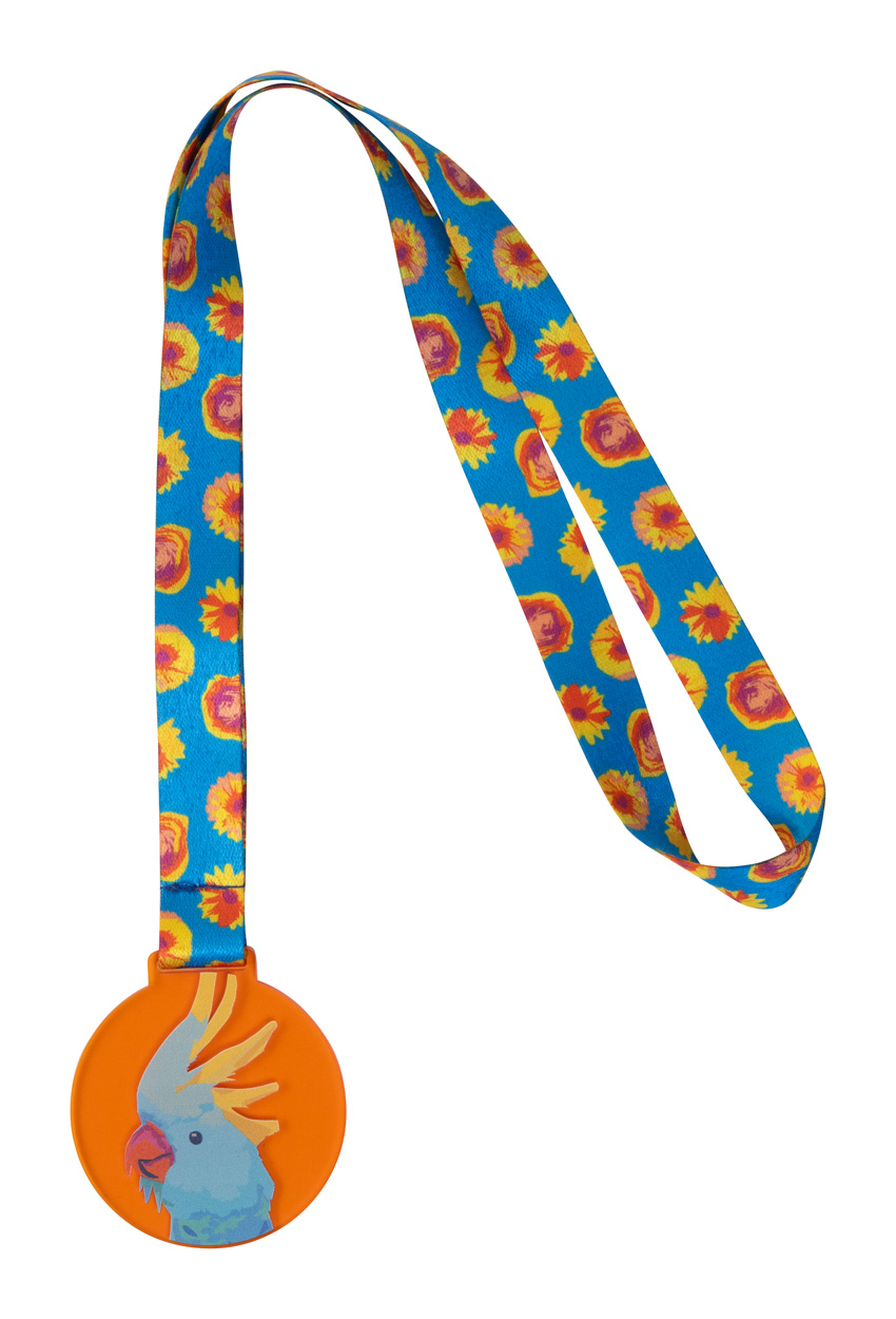 Personalizowany medal P116668D transparentny pomarańczowy