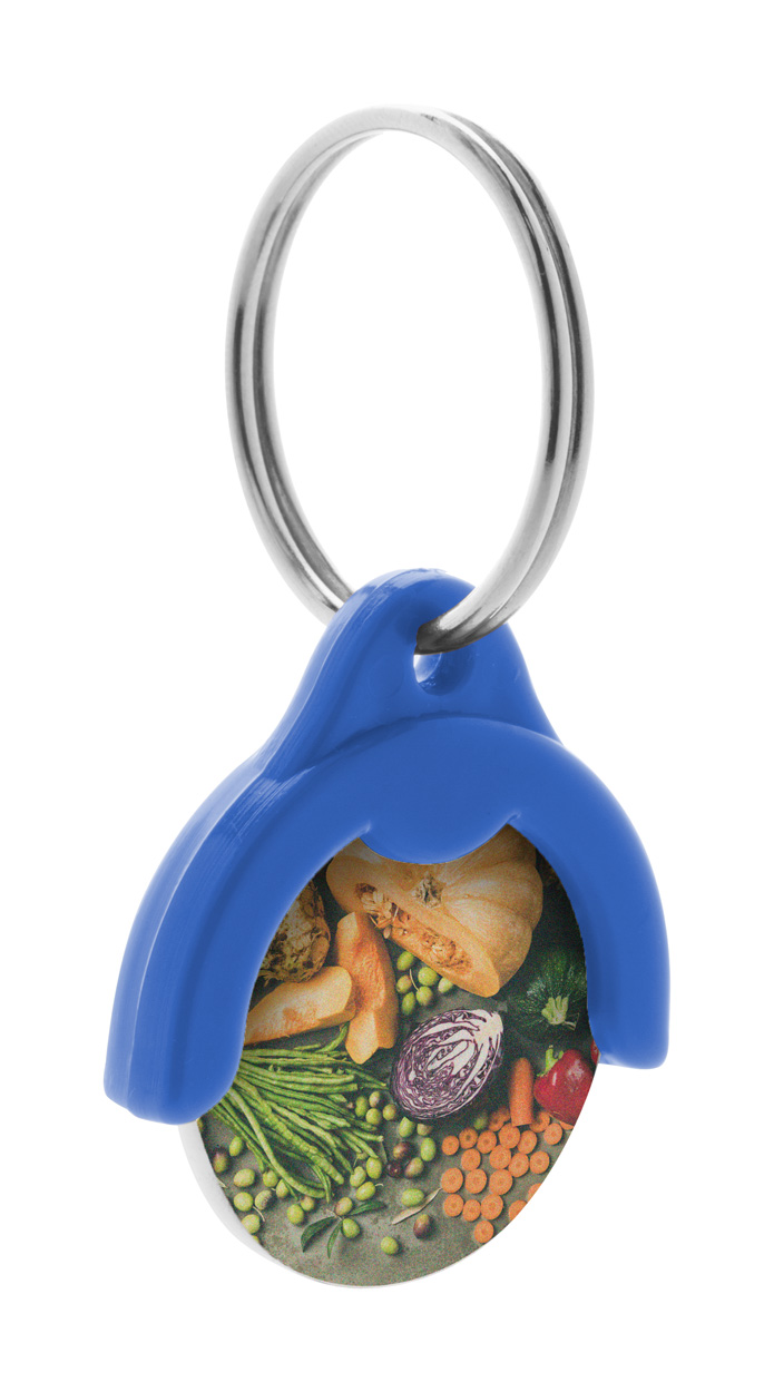 żeton do wózków sklepowych z brelokiem P110319D niebieski