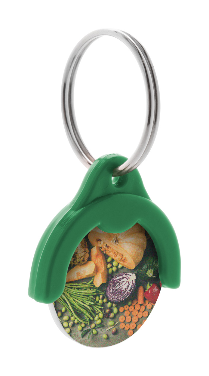 żeton do wózków sklepowych z brelokiem P110319D zielony