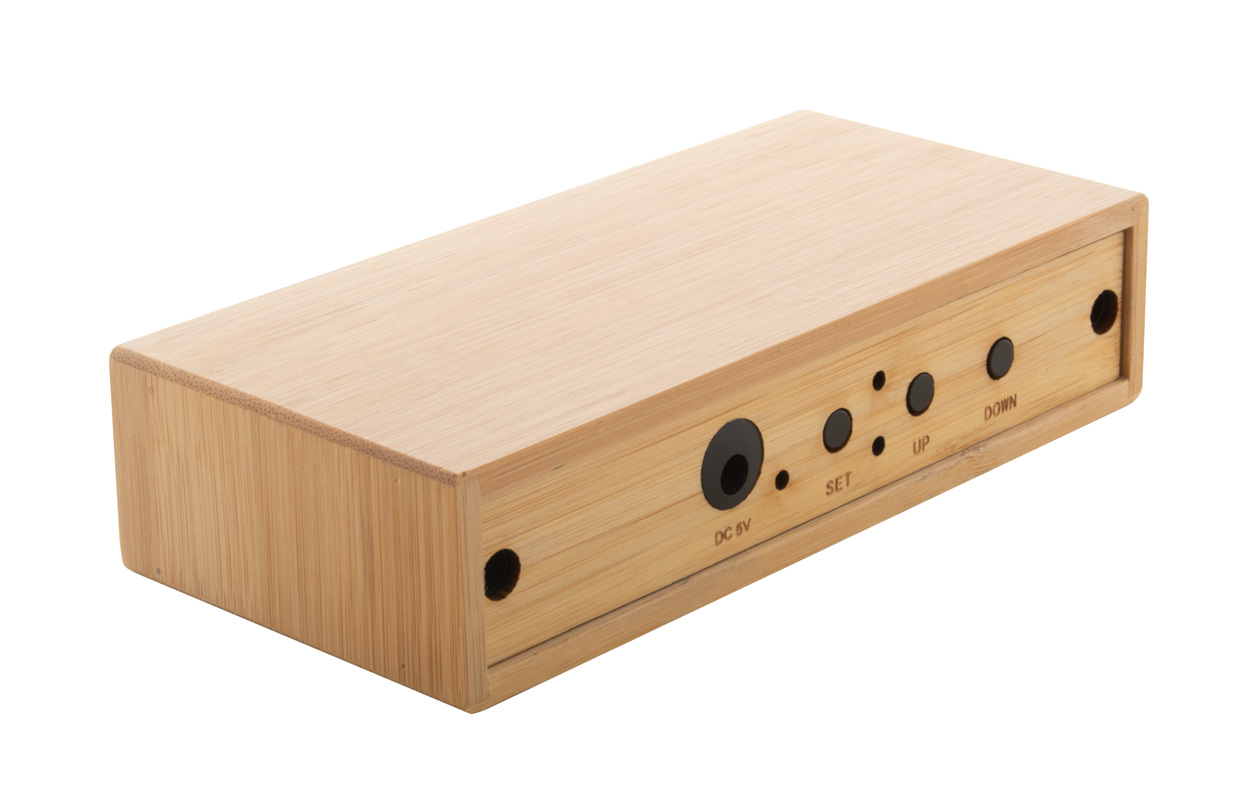 Bambusowa bezprzewodowa ładowarka i zegar P114712D